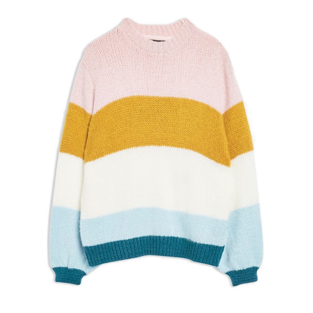 ✨HP✨ TOPSHOP Colorblock Knit Sweater with Balloon Sleeves